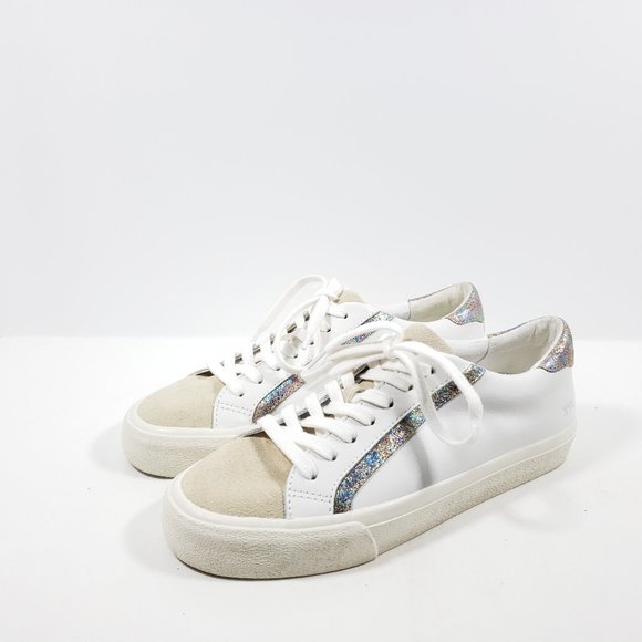 Madewell Shoes - Madewell Sidewalk Low-Top Sneakers in Iridescent Leather - White 7M